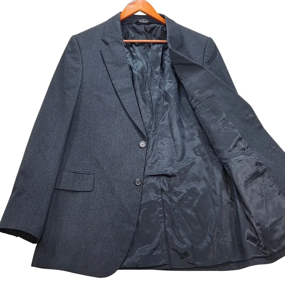 Jos A Bank 42L Mens Gray‎ Wool Cashmere Two Button Blazer Jacket